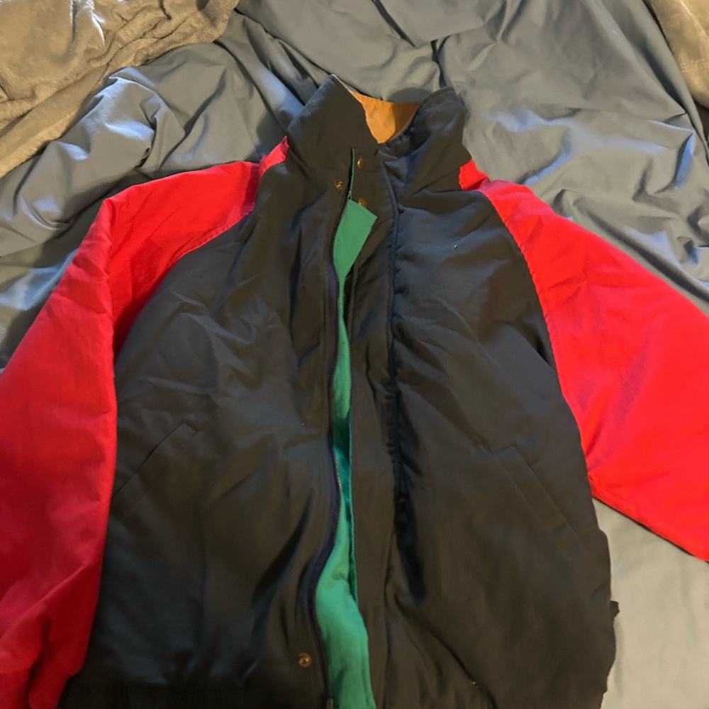 Men's Black and Red Puffer Jacket